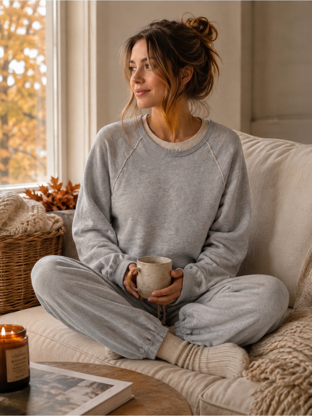 Aerie Classic Crewneck Sweatshirt Grey Medium